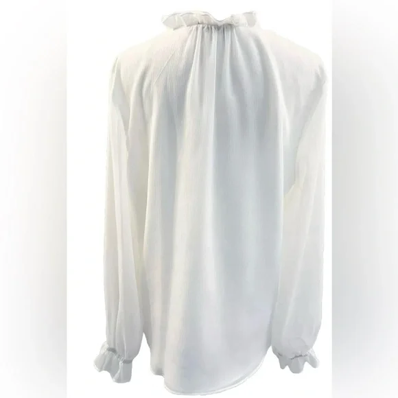 Tommy Hilfiger Sheer White Ruffle Blouse Size L - Picture 5 of 9